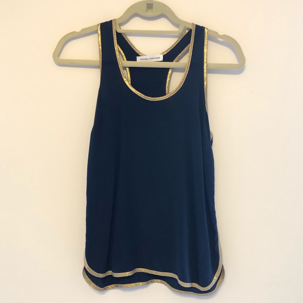Amanda Uprichard Gold Sport stripe tank